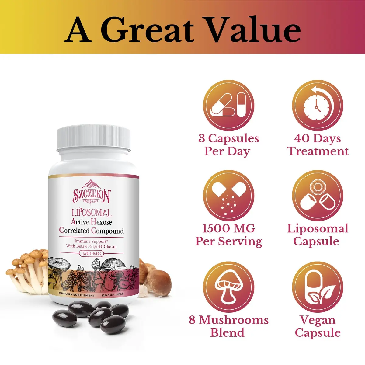 SZCZEKIN 1500mg Liposomal Active Hexose Correlated Supplement 120 Count | Advanced Immune Support - view 7