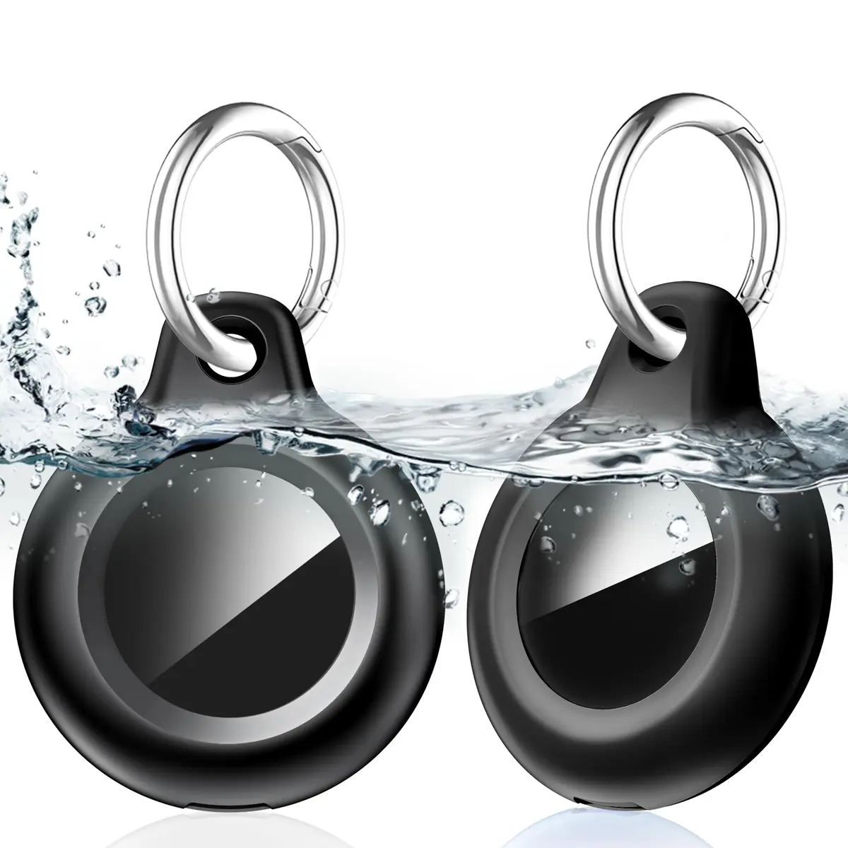 Lanteso Black 2 Pack Waterproof Airtag Holder Case with Keychain | Shockproof & Dustproof for Apple Air Tags - main product image
