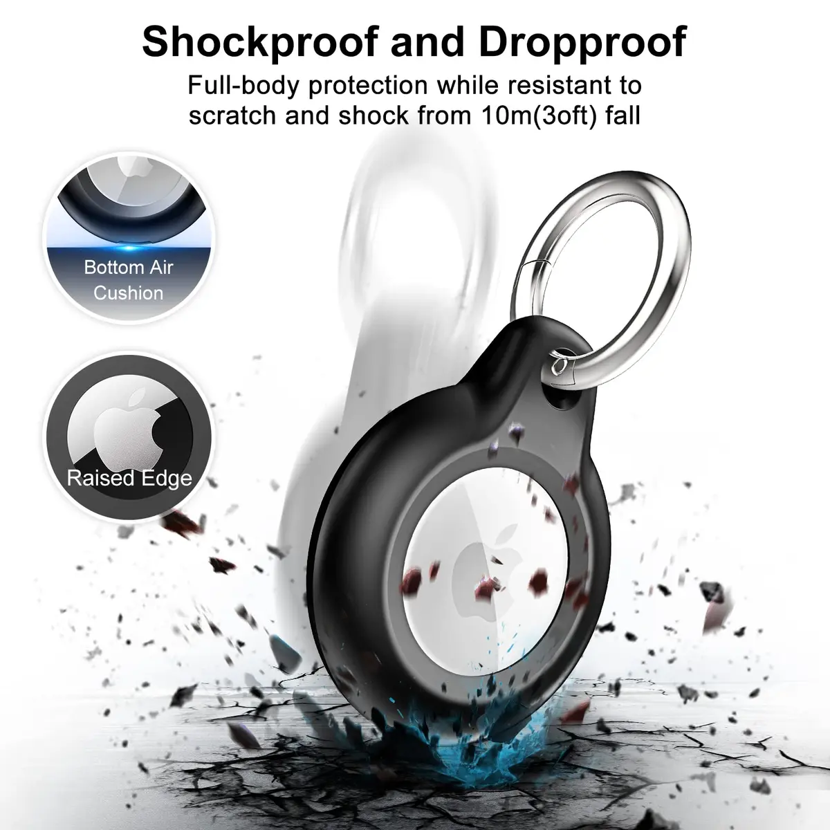 Lanteso Black 2 Pack Waterproof Airtag Holder Case with Keychain | Shockproof & Dustproof for Apple Air Tags - view 3