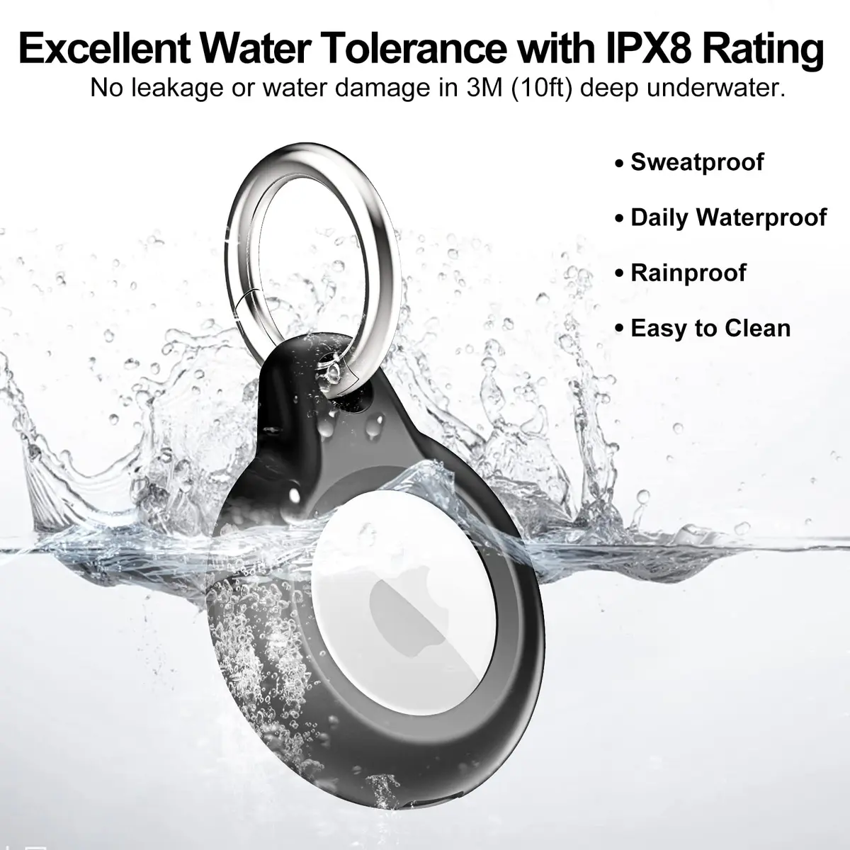 Lanteso Black 2 Pack Waterproof Airtag Holder Case with Keychain | Shockproof & Dustproof for Apple Air Tags - view 4