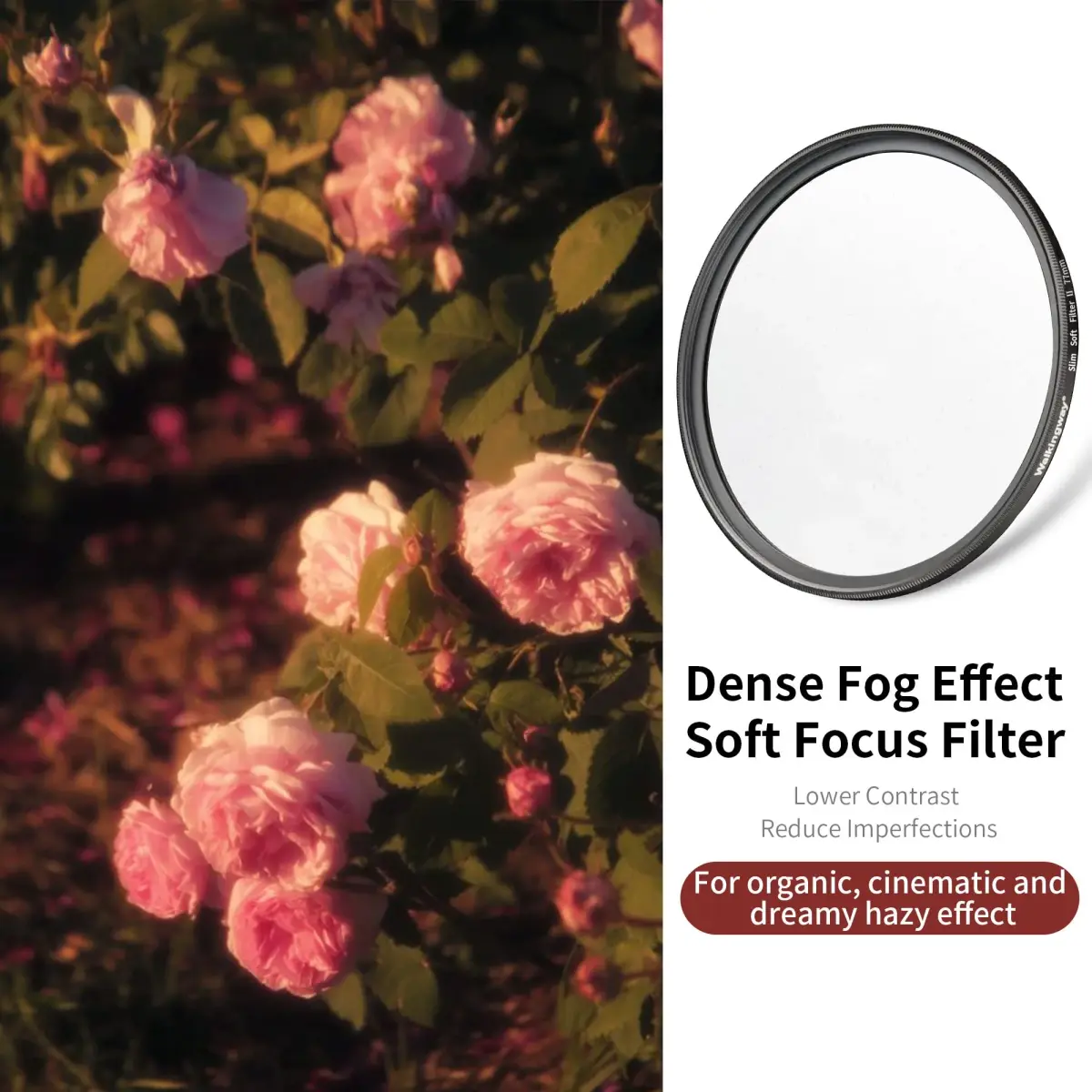 Walking Way White Pro Mist Diffusion Lens Filter 52mm (Medium-Soft 2) | Creates Soft Glow & Dreamy Haze Effect - view 2