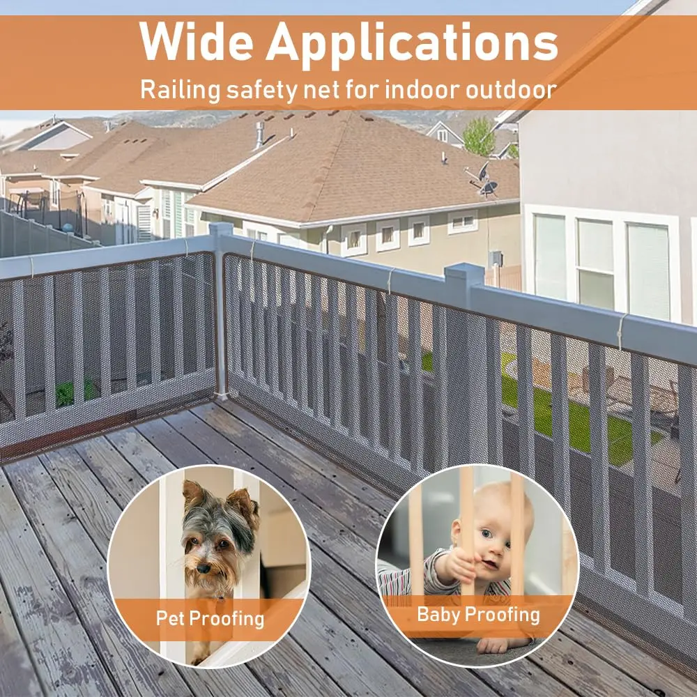 Gudui Brown Banister Guard 10ft x 2.6ft | Child Safety Net for Stairs and Balconies - view 4