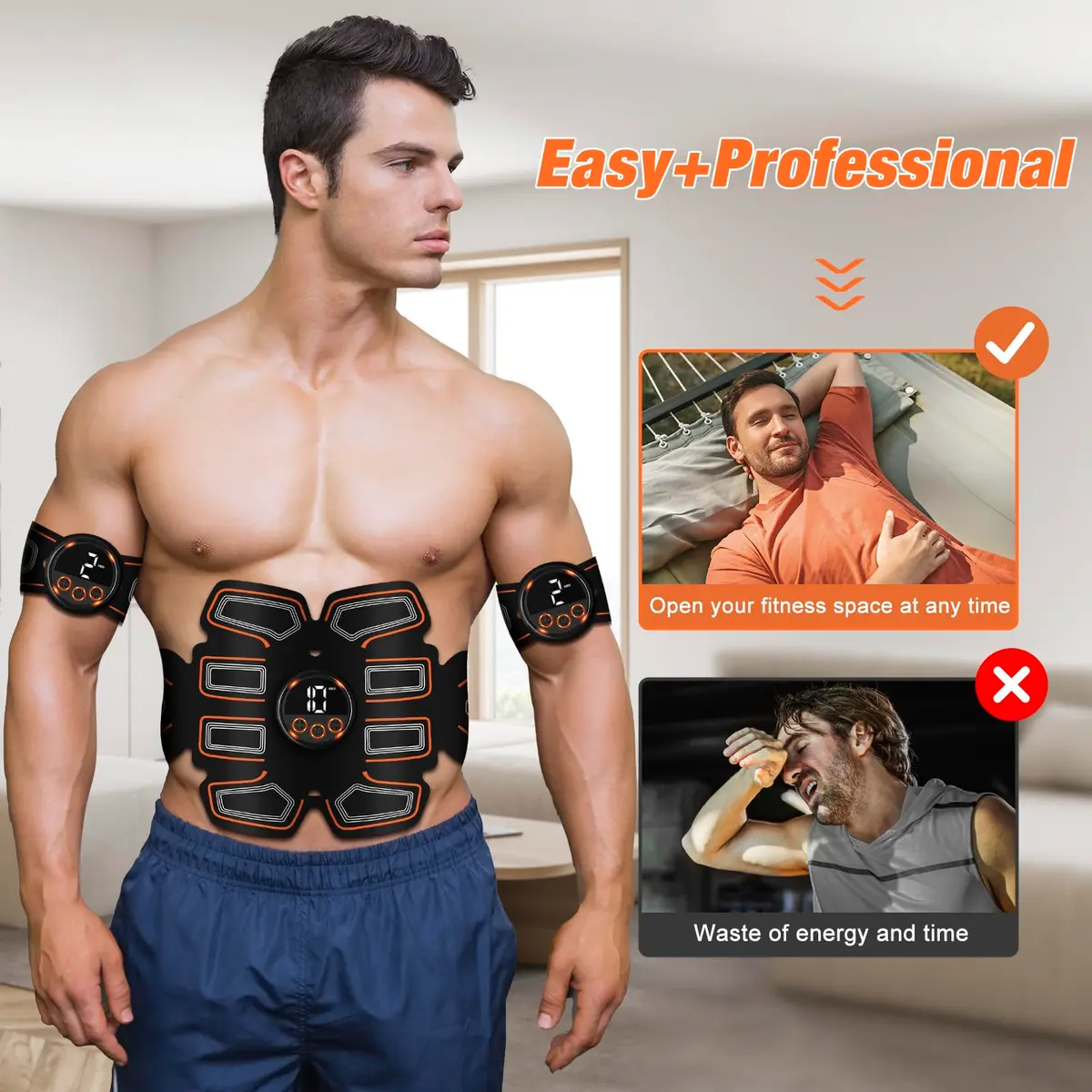 BLASET Abdominal Toning Belt Trainer with EMS Muscle Stimulation for Men & Women | 0.3 Wh (Lithium Polymer Battery) - view 2