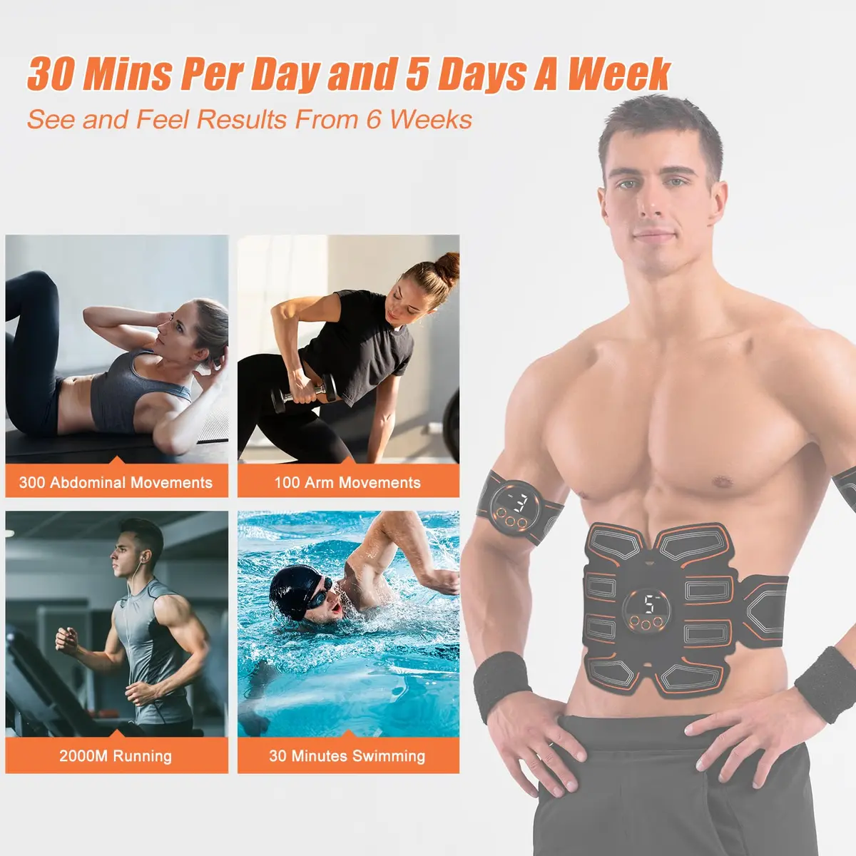 BLASET Abdominal Toning Belt Trainer with EMS Muscle Stimulation for Men & Women | 0.3 Wh (Lithium Polymer Battery) - view 4