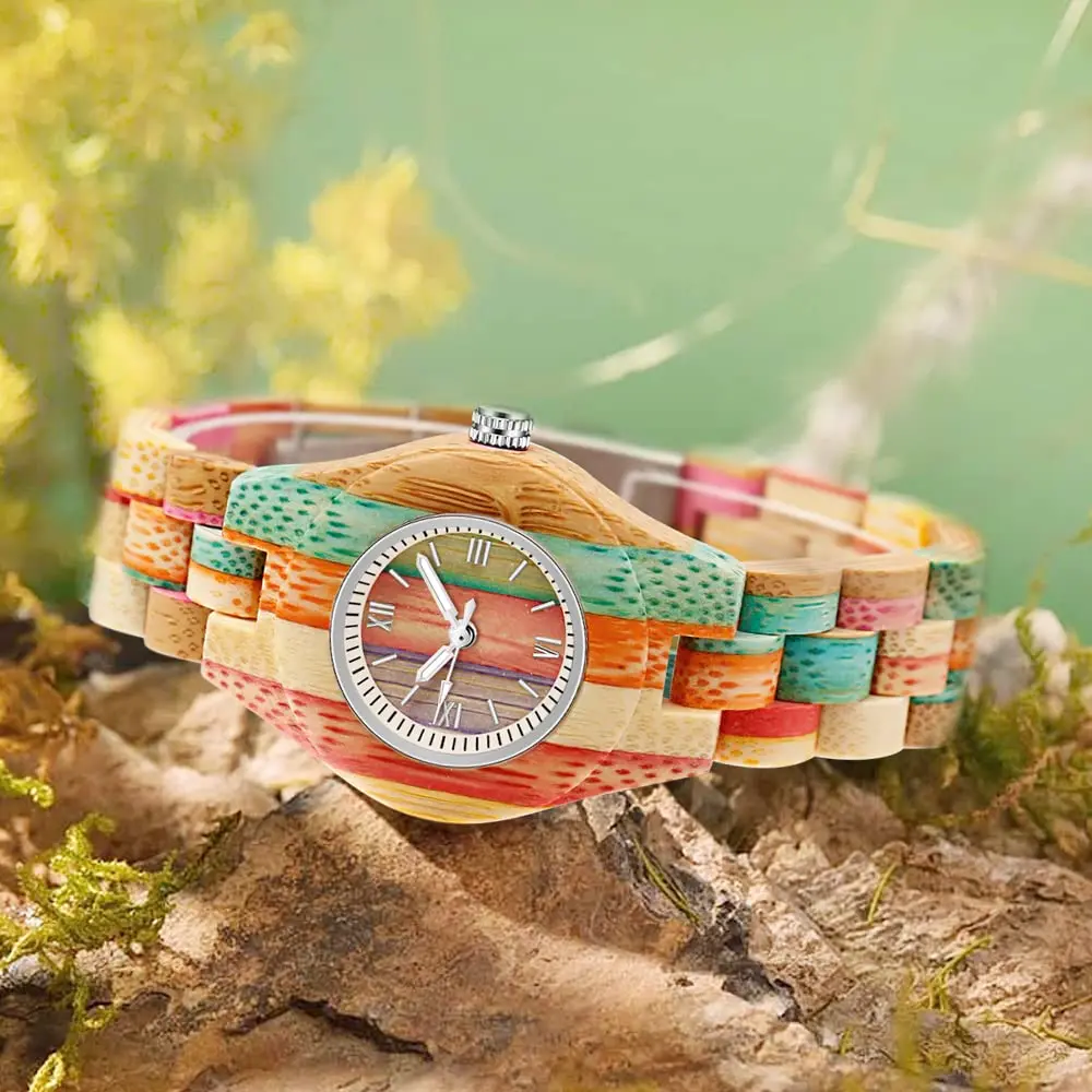 Dentily Handmade Wooden Bamboo Watch for Women, 25mm (1 inch) Case | Natural Wood Analog Quartz Wristwatch - view 5