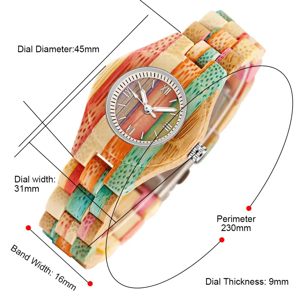 Dentily Handmade Wooden Bamboo Watch for Women, 25mm (1 inch) Case | Natural Wood Analog Quartz Wristwatch - view 2