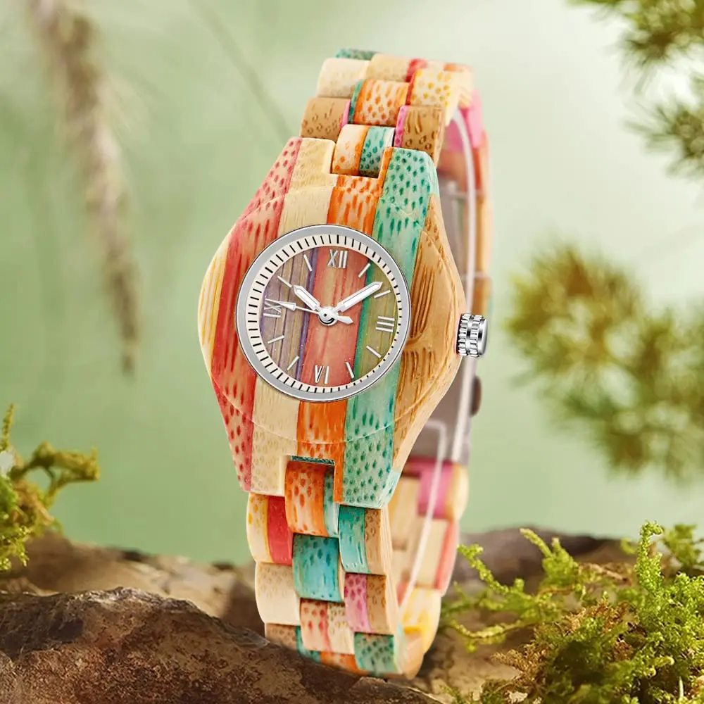 Dentily Handmade Wooden Bamboo Watch for Women, 25mm (1 inch) Case | Natural Wood Analog Quartz Wristwatch - view 3