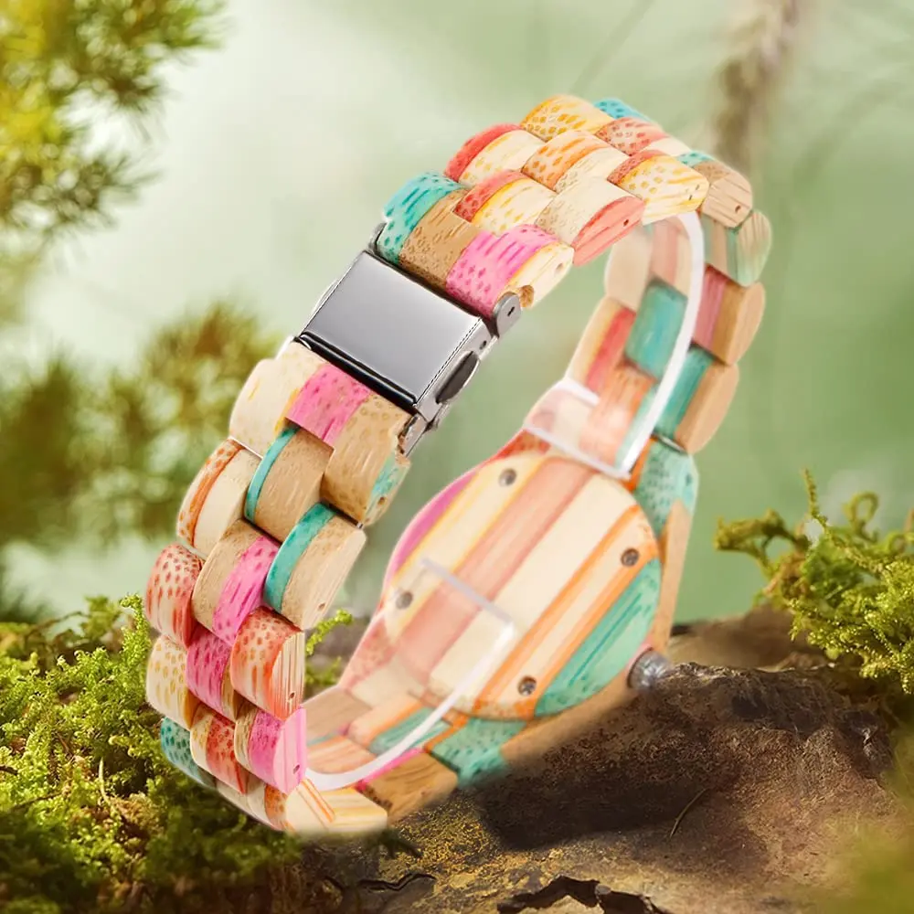 Dentily Handmade Wooden Bamboo Watch for Women, 25mm (1 inch) Case | Natural Wood Analog Quartz Wristwatch - view 4