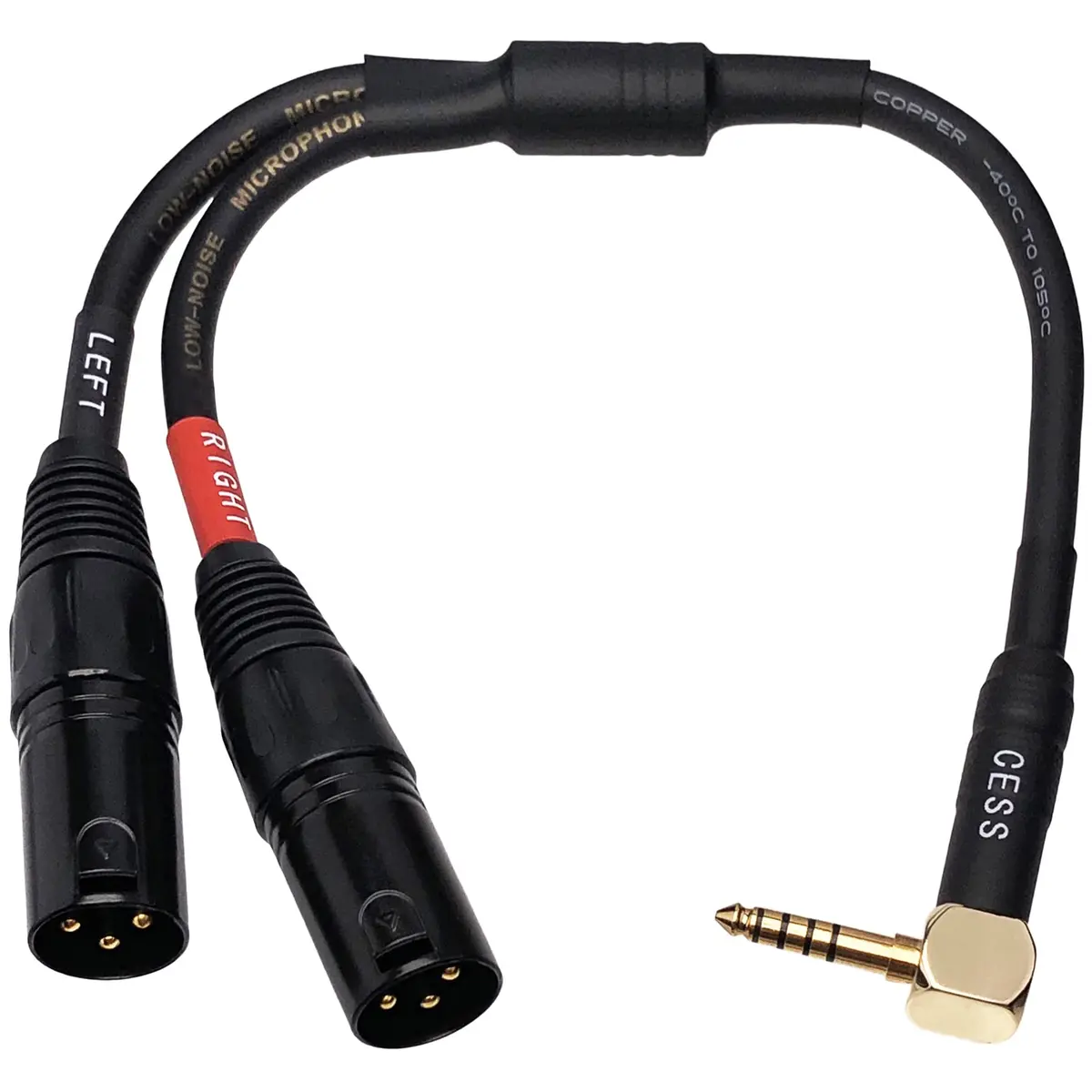 CNCESS Right Angle 4.4mm Balanced Male to Dual 3-Pin XLR Headphone Cable | Shielded Pro Audio Adapter (110 characters) - main product image