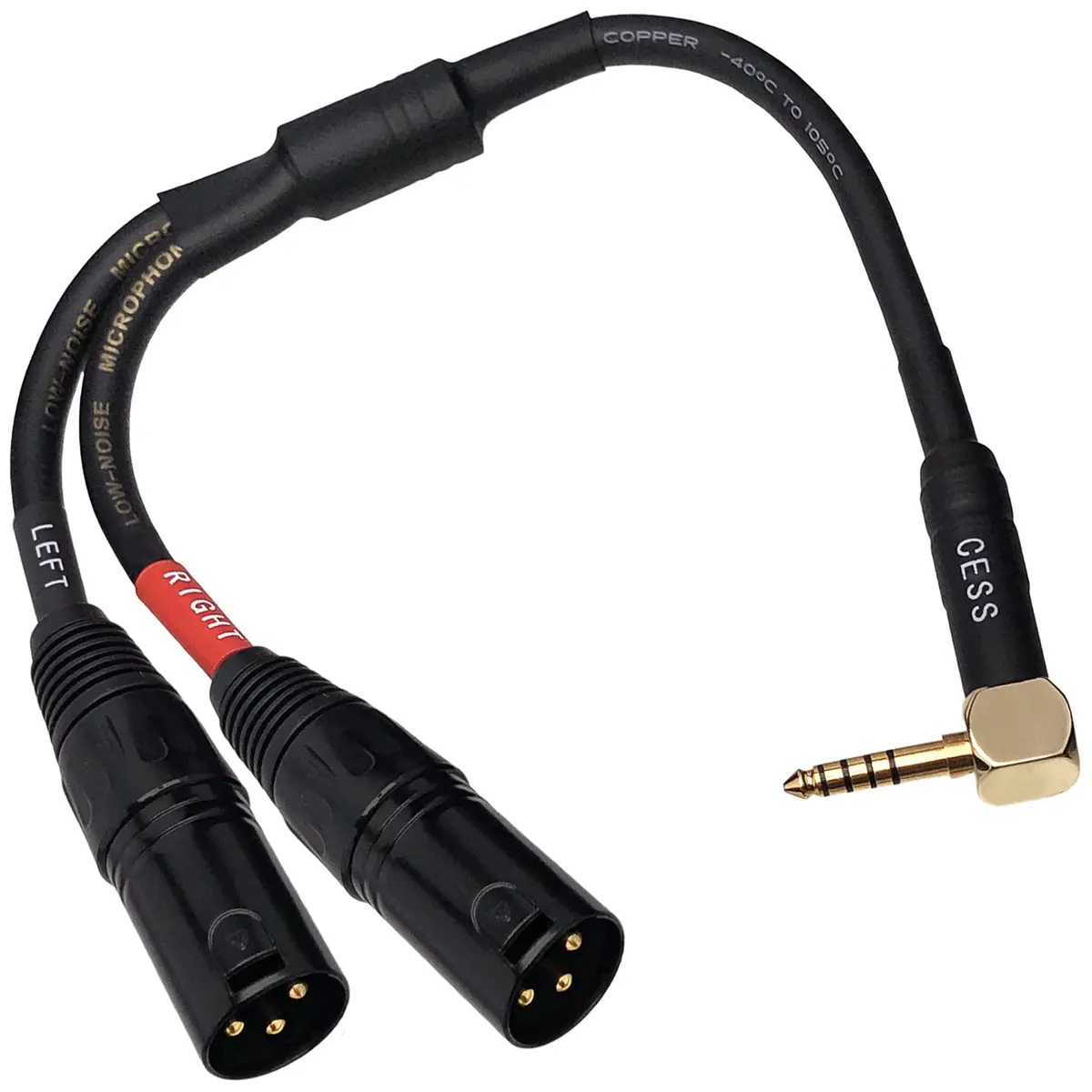 CNCESS Right Angle 4.4mm Balanced Male to Dual 3-Pin XLR Headphone Cable | Shielded Pro Audio Adapter (110 characters) - view 6