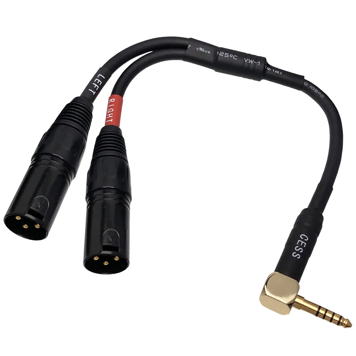 CNCESS Right Angle 4.4mm Balanced Male to Dual 3-Pin XLR Headphone Cable | Shielded Pro Audio Adapter (110 characters) - view 3