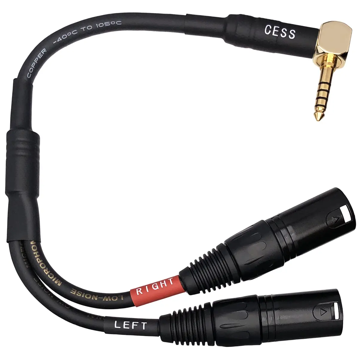 CNCESS Right Angle 4.4mm Balanced Male to Dual 3-Pin XLR Headphone Cable | Shielded Pro Audio Adapter (110 characters) - view 4