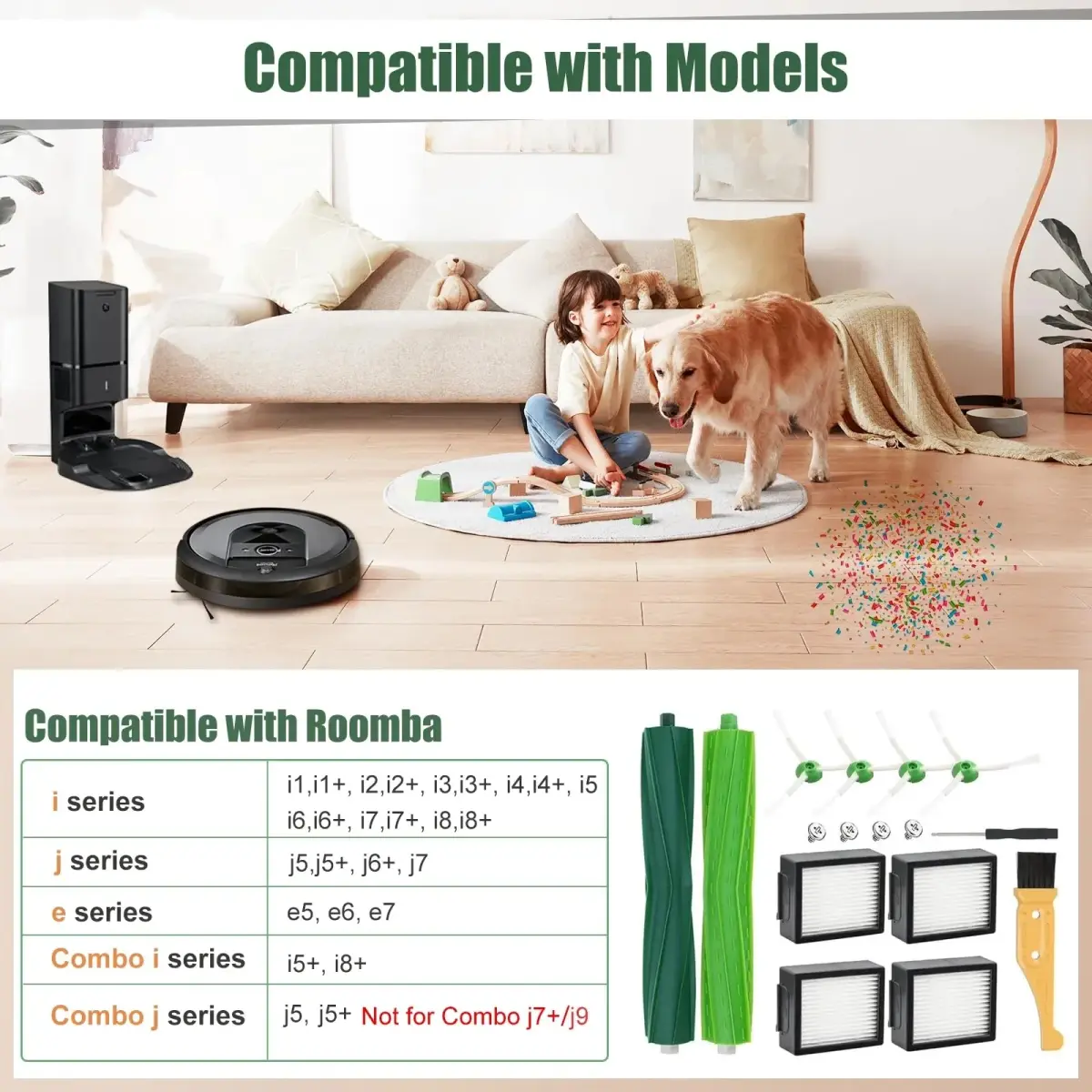 Detetap Replacement Parts Kit for iRobot Roomba i7 i3 i4 i6 i8 j7 E5 E6 E7 Robotic Vacuum Cleaners | 12-Piece Set - view 2