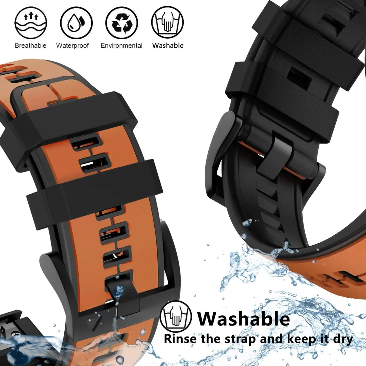Abanen Quick Fit 22mm Silicone Watch Band for Garmin 955 / Fenix 7 / epix 2 | Waterproof Sport Strap - view 5