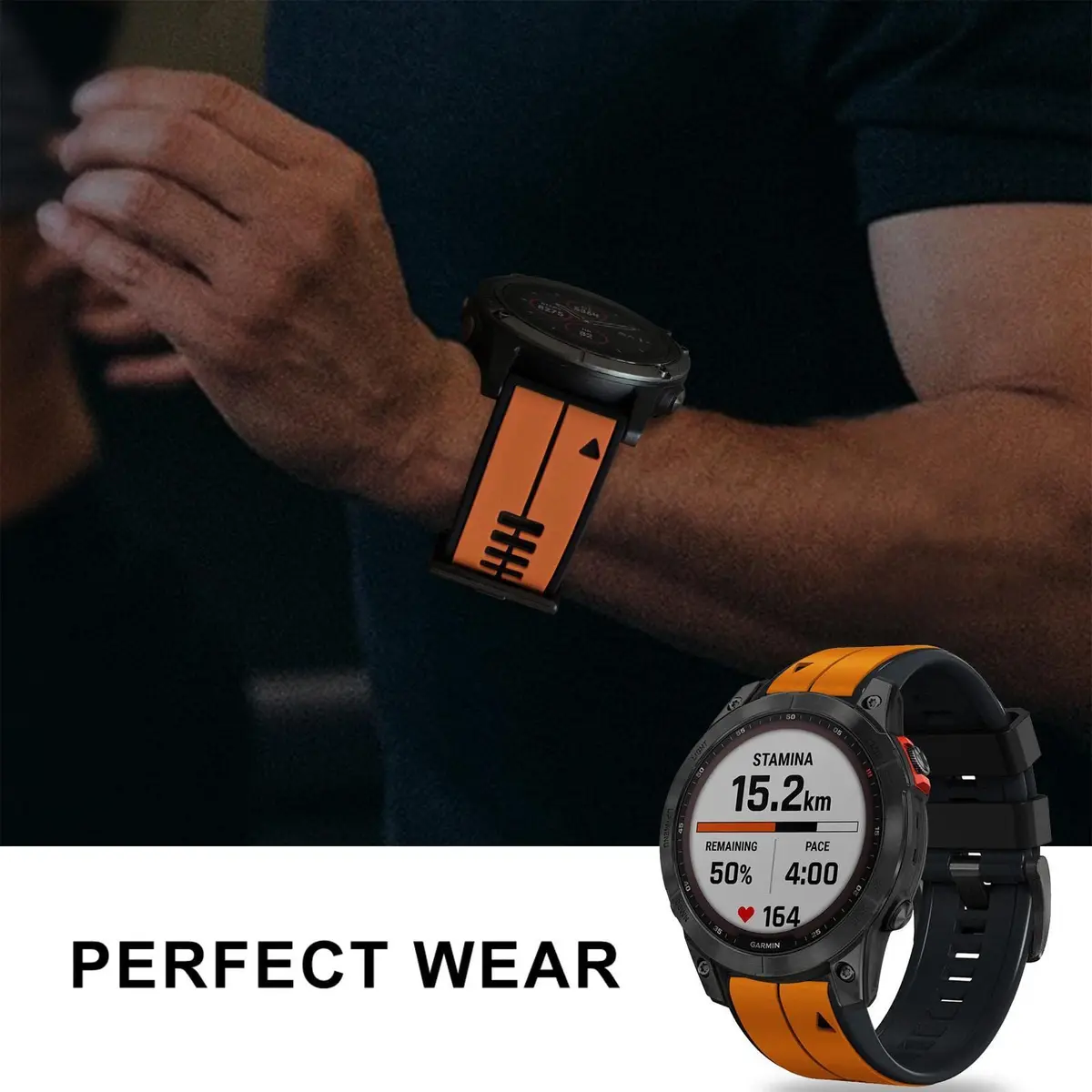 Abanen Quick Fit 22mm Silicone Watch Band for Garmin 955 / Fenix 7 / epix 2 | Waterproof Sport Strap - view 8