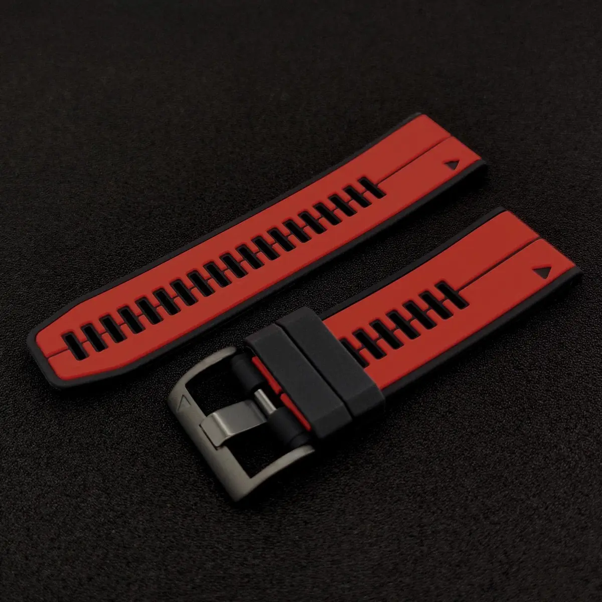 Abanen 22mm Silicone Watch Band for Garmin Fenix 7/6/5, Forerunner 955/945, Instinct 2/Solar, Red-Black | Quick Fit Sport Strap - view 8