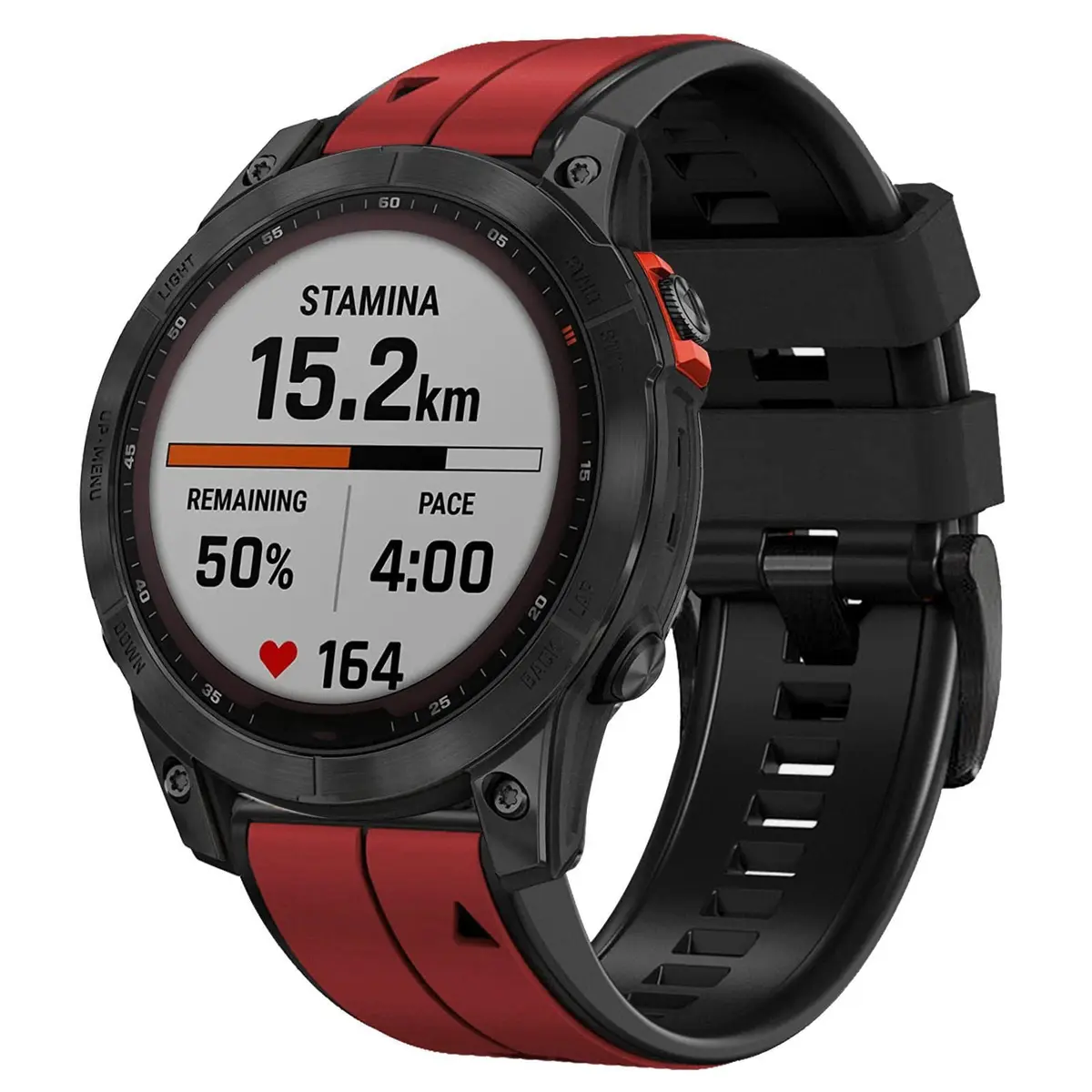 Abanen 22mm Silicone Watch Band for Garmin Fenix 7/6/5, Forerunner 955/945, Instinct 2/Solar, Red-Black | Quick Fit Sport Strap - view 2