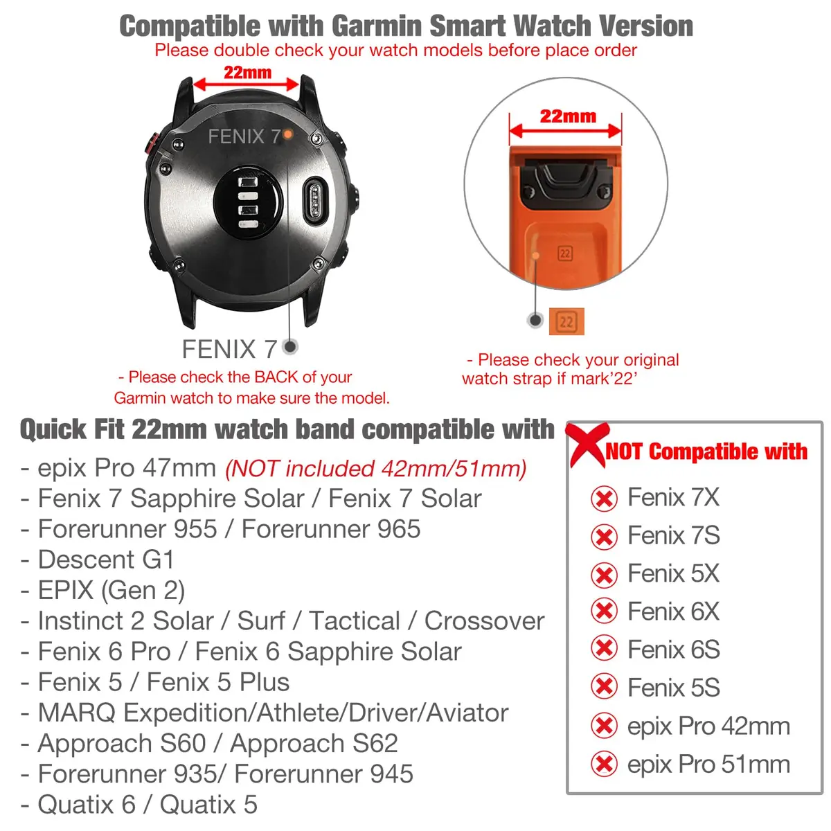 Abanen 22mm Silicone Watch Band for Garmin Fenix 7/6/5, Forerunner 955/945, Instinct 2/Solar, Red-Black | Quick Fit Sport Strap - view 3