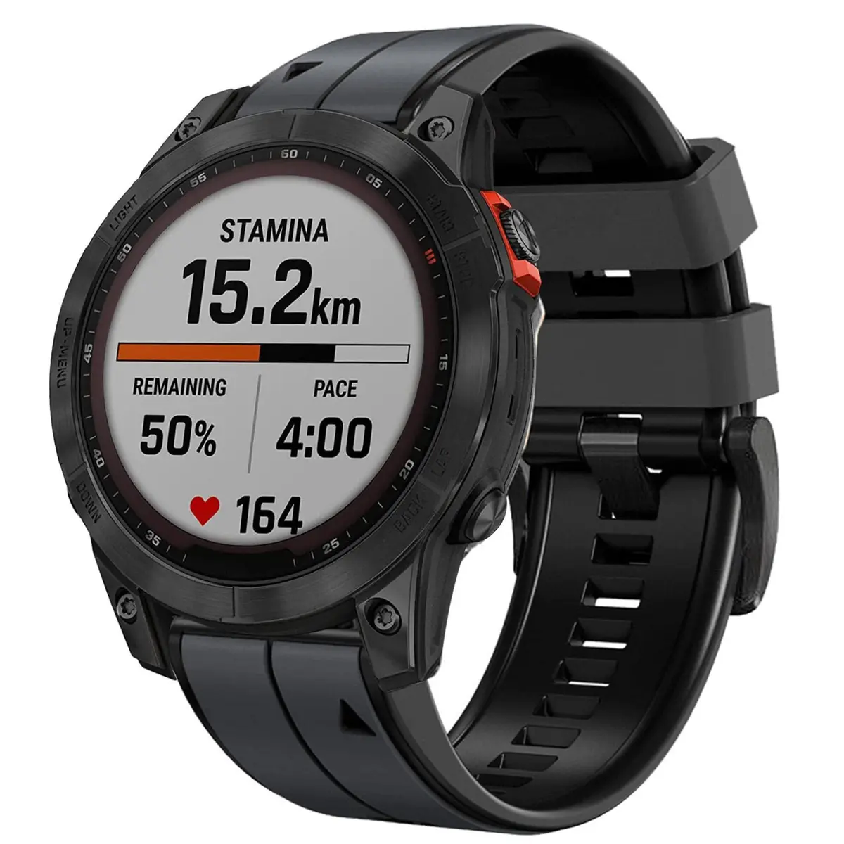 Abanen Quick Fit 22mm Silicone Watch Band for Garmin Forerunner 955/Fenix 7/epix 2/Fenix 6/Fenix 5, Grey-Black | Sport Strap for 47mm Smartwatches - view 2