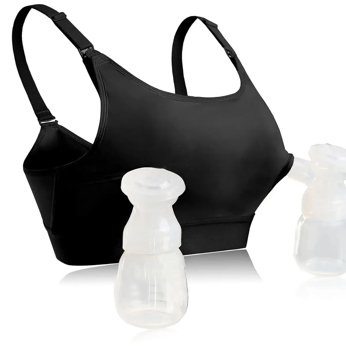 ENSDOAR Hands Free Pumping Bra Large Black | Adjustable Breast-Pump Holding & Nursing Bra - main product image