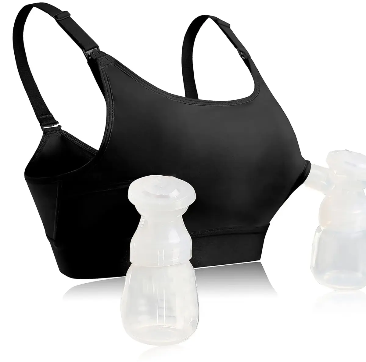 ENSDOAR Hands Free Pumping Bra Large Black | Adjustable Breast-Pump Holding & Nursing Bra - main product image