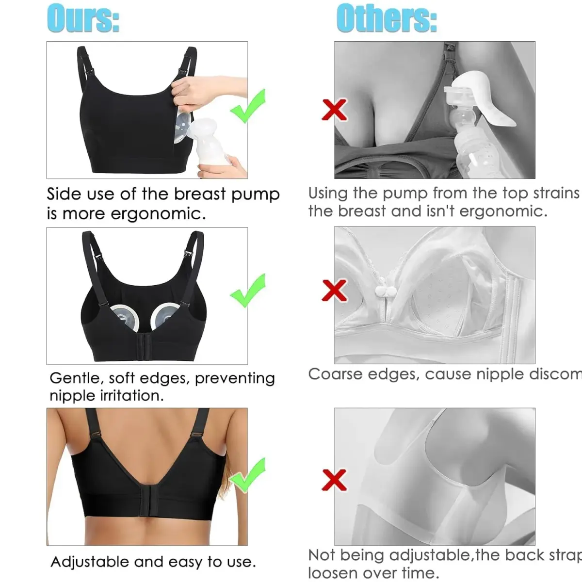 ENSDOAR Hands Free Pumping Bra Large Black | Adjustable Breast-Pump Holding & Nursing Bra - view 5