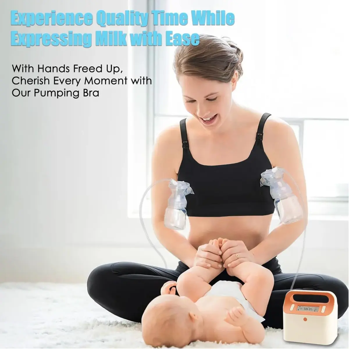 ENSDOAR Hands Free Pumping Bra Large Black | Adjustable Breast-Pump Holding & Nursing Bra - view 3