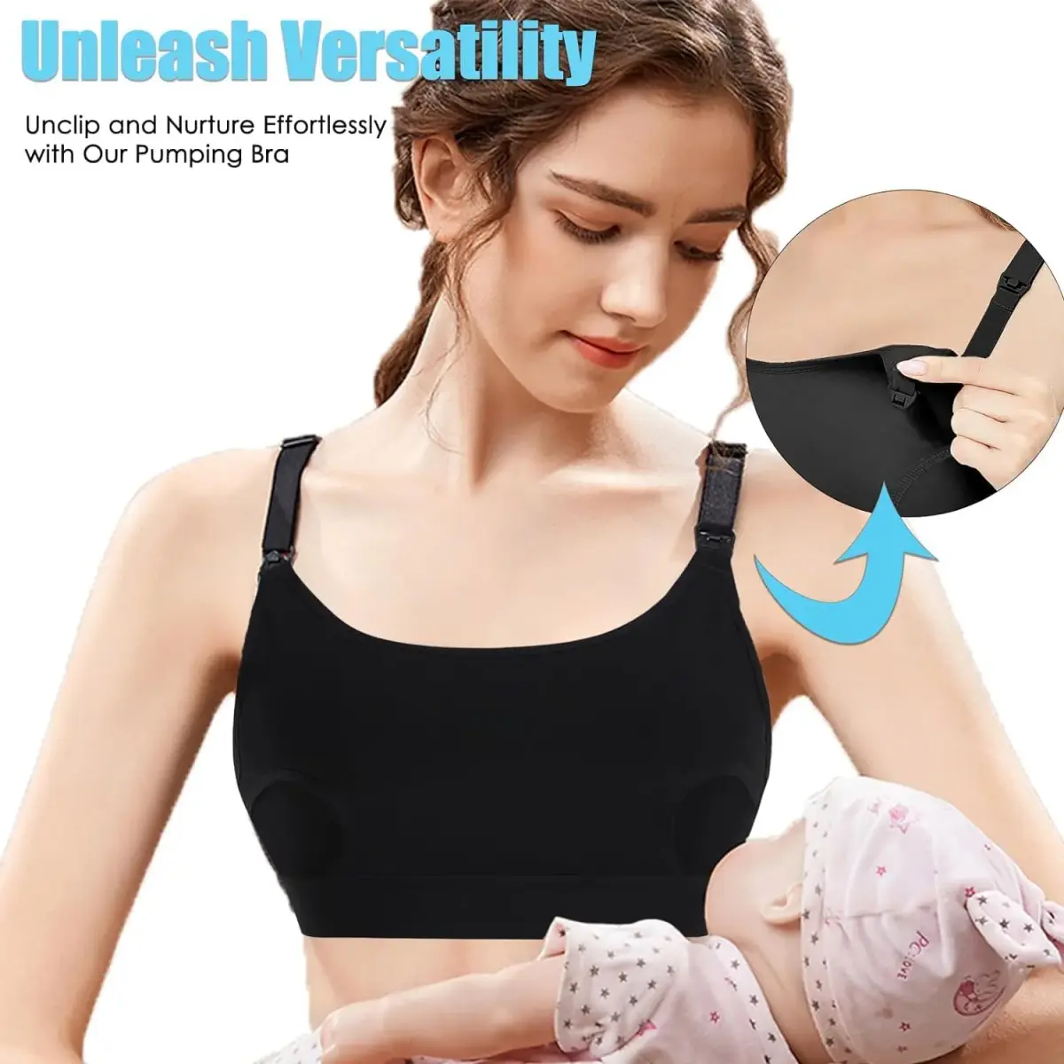 ENSDOAR Hands Free Pumping Bra Large Black | Adjustable Breast-Pump Holding & Nursing Bra - view 4