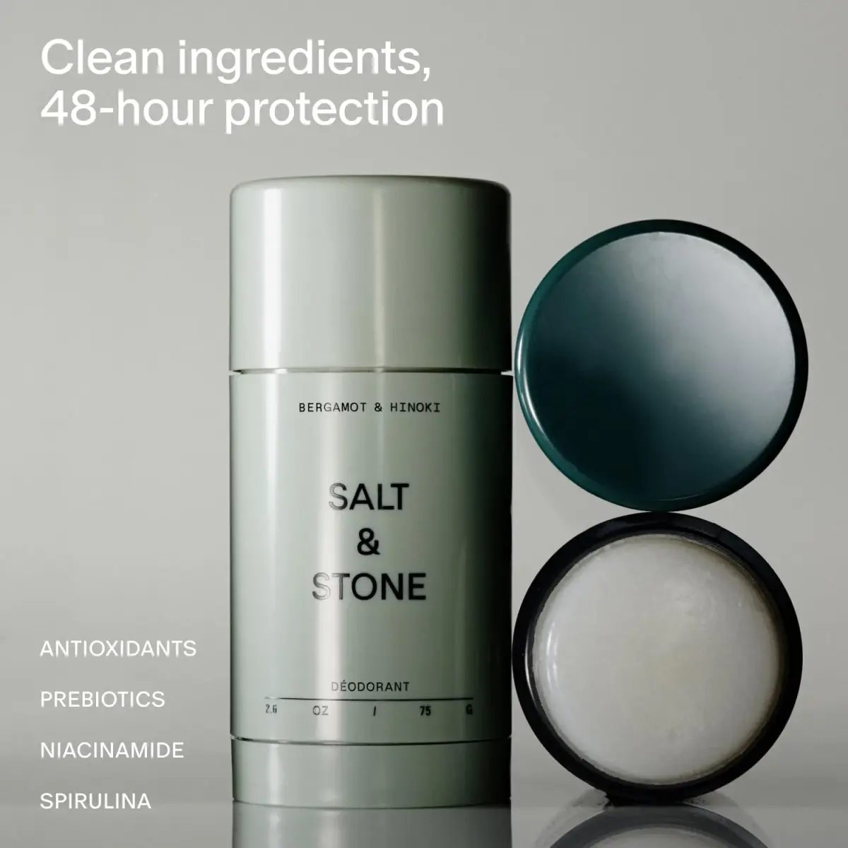 Salt & Stone Aluminum-Free Deodorant Bergamot & Hinoki 73.7g (2.6 oz) | 48-Hour Odor Protection - view 2