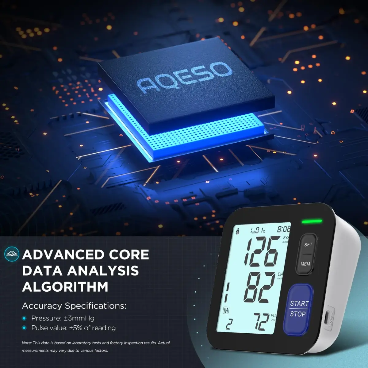 AQESO Automatic Blood Pressure Monitor with 2 Cuffs (9"-21") | Clinically Accurate Readings - view 5