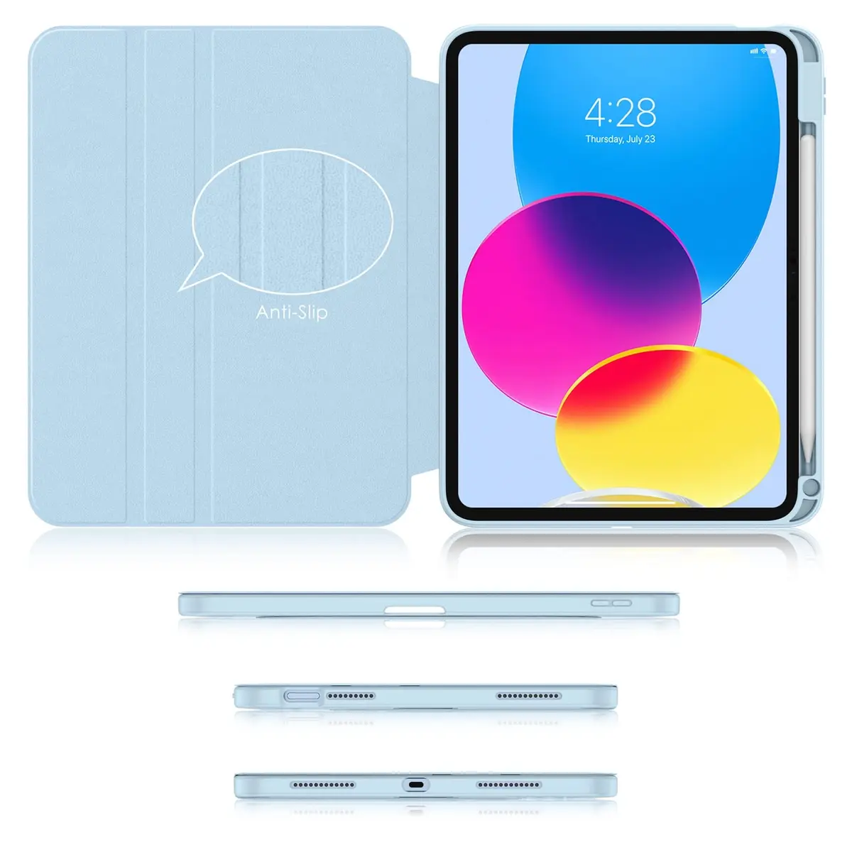 Soke 360 Rotating Case for iPad 10th Gen 10.9" & A16 11" 2022/2025 | Sky Blue, Built-in Pencil Holder & Auto Wake/Sleep - view 7