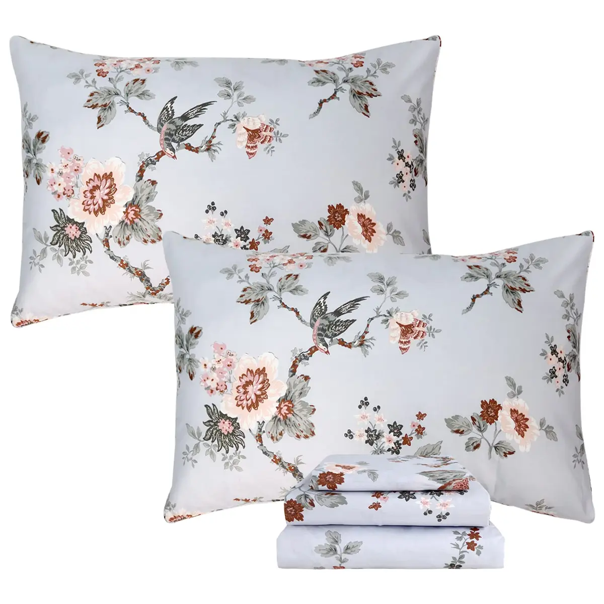 FADFAY Sheets Set Twin XL Elegant Floral Bedding 100% Cotton | Vintage Farmhouse Style - main product image