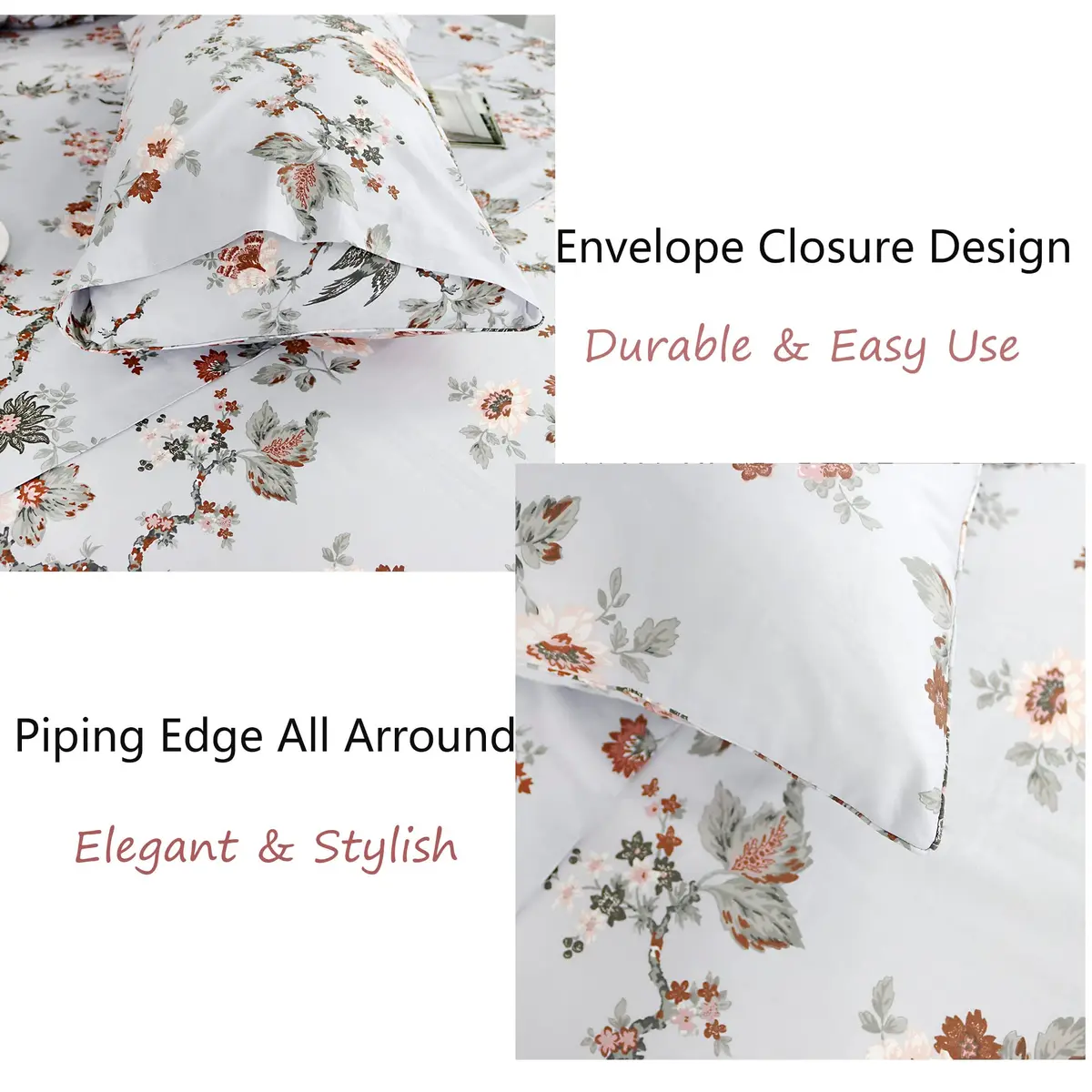 FADFAY Sheets Set Twin XL Elegant Floral Bedding 100% Cotton | Vintage Farmhouse Style - view 5