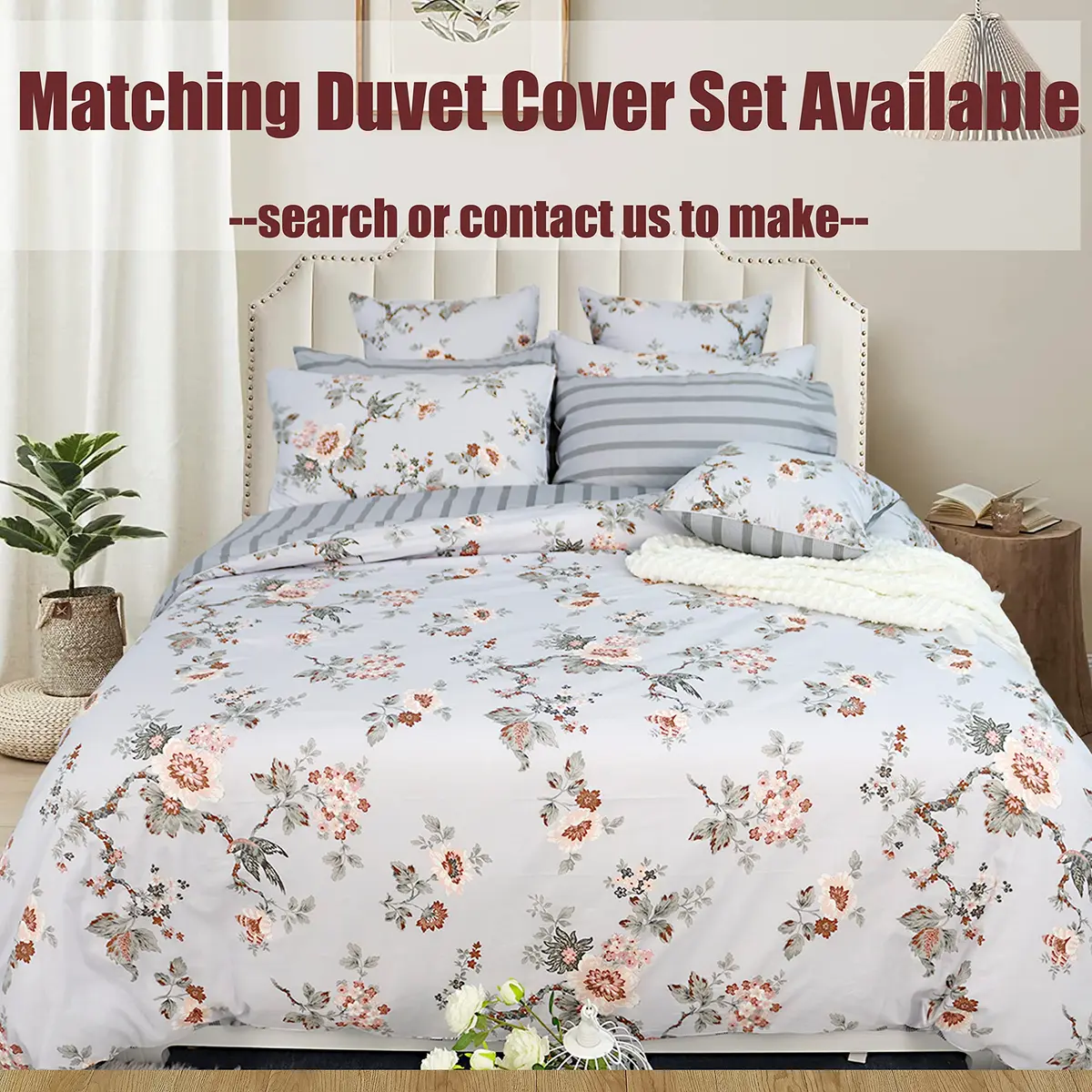 FADFAY Sheets Set Twin XL Elegant Floral Bedding 100% Cotton | Vintage Farmhouse Style - view 6