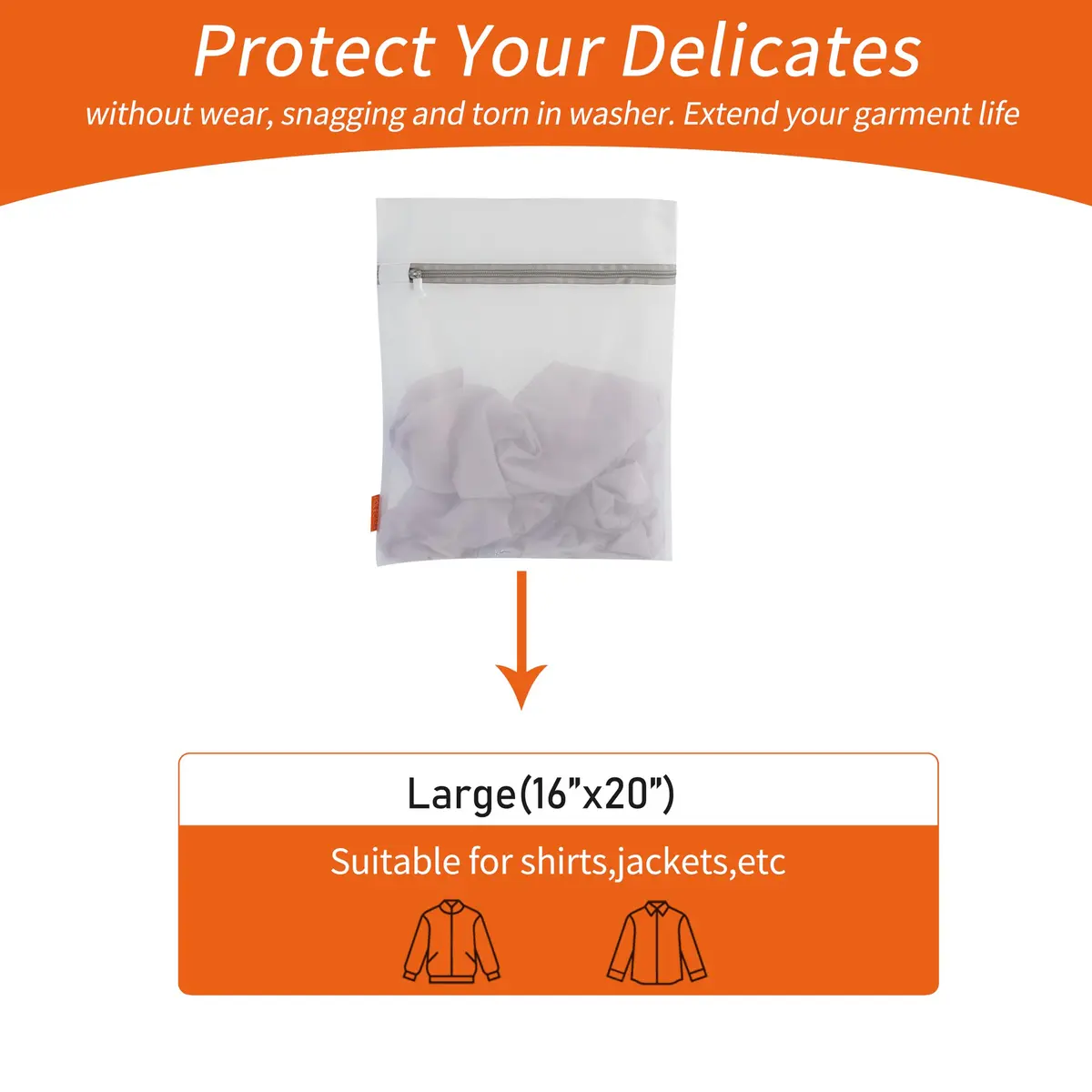 Polecasa Mesh Laundry Bags 3 Pack 40x50cm (16x20") | Protects Delicates, Zippered, Washer & Dryer Safe - view 2