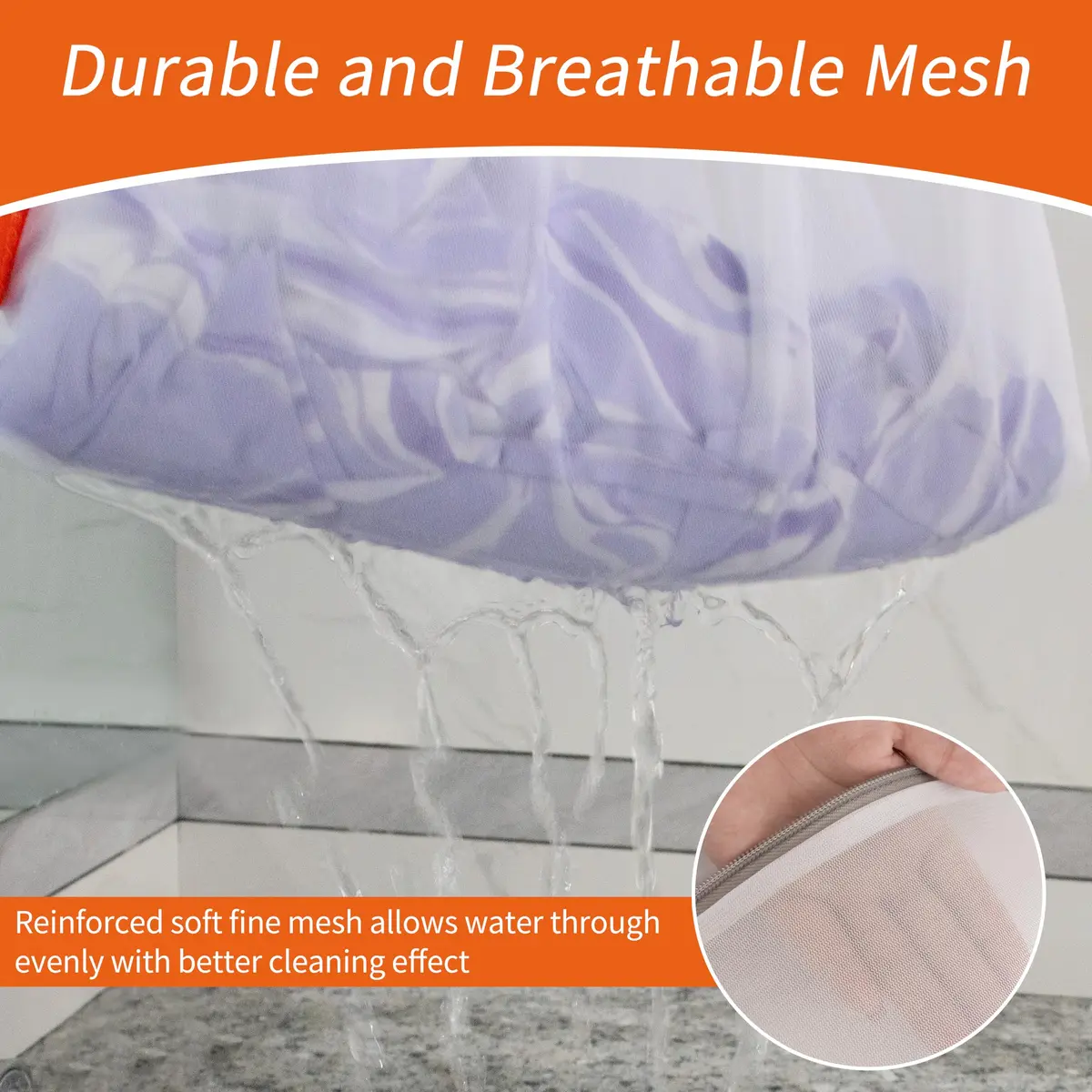 Polecasa Mesh Laundry Bags 3 Pack 40x50cm (16x20") | Protects Delicates, Zippered, Washer & Dryer Safe - view 3
