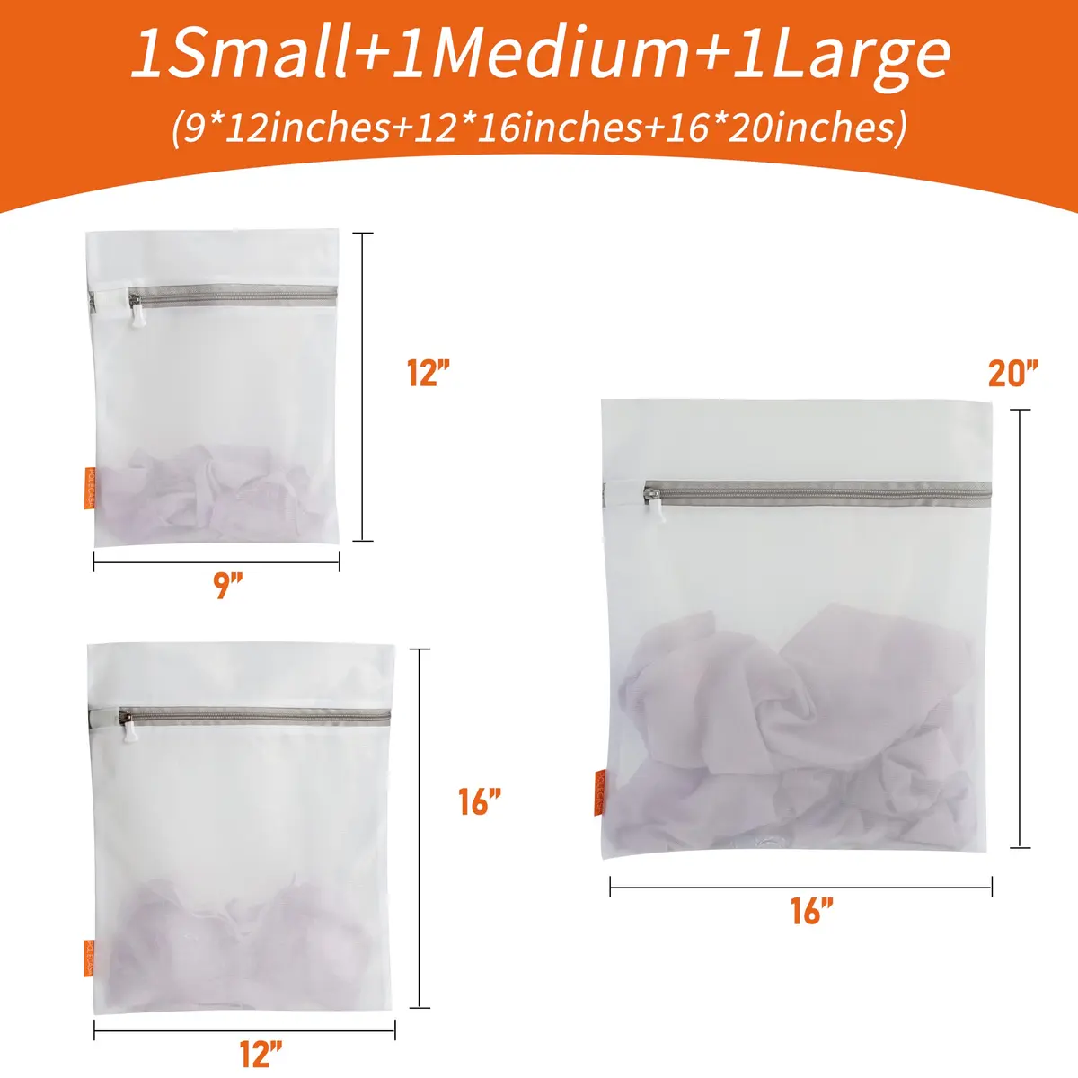 Polecasa Mesh Laundry Bags 3 Pack (Large, Medium, Small) | Protects Delicates, Zippered Closure, Washer & Dryer Safe - view 6