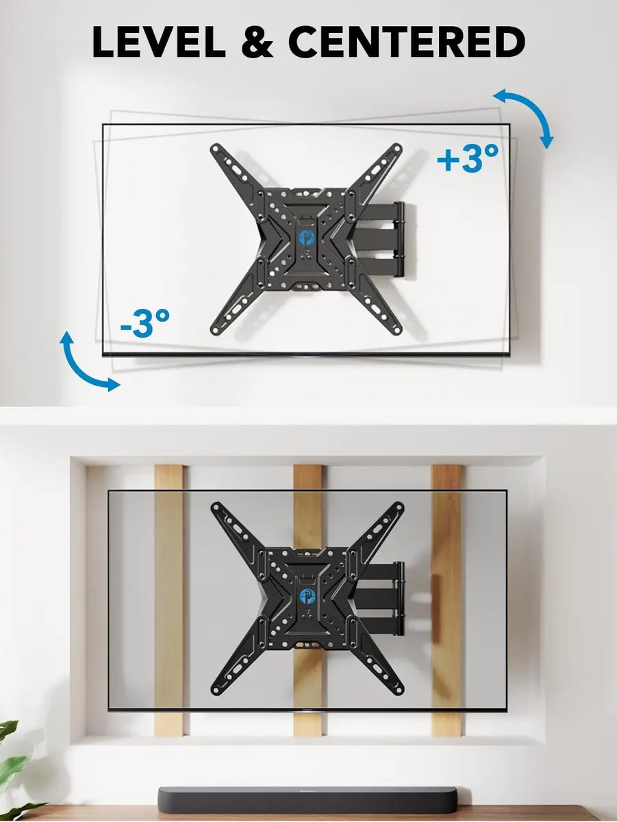 Pipishell Full Motion TV Mount for 26–60 inch TVs up to 77 lbs | Slim, Tilt & Swivel Wall Bracket - view 8