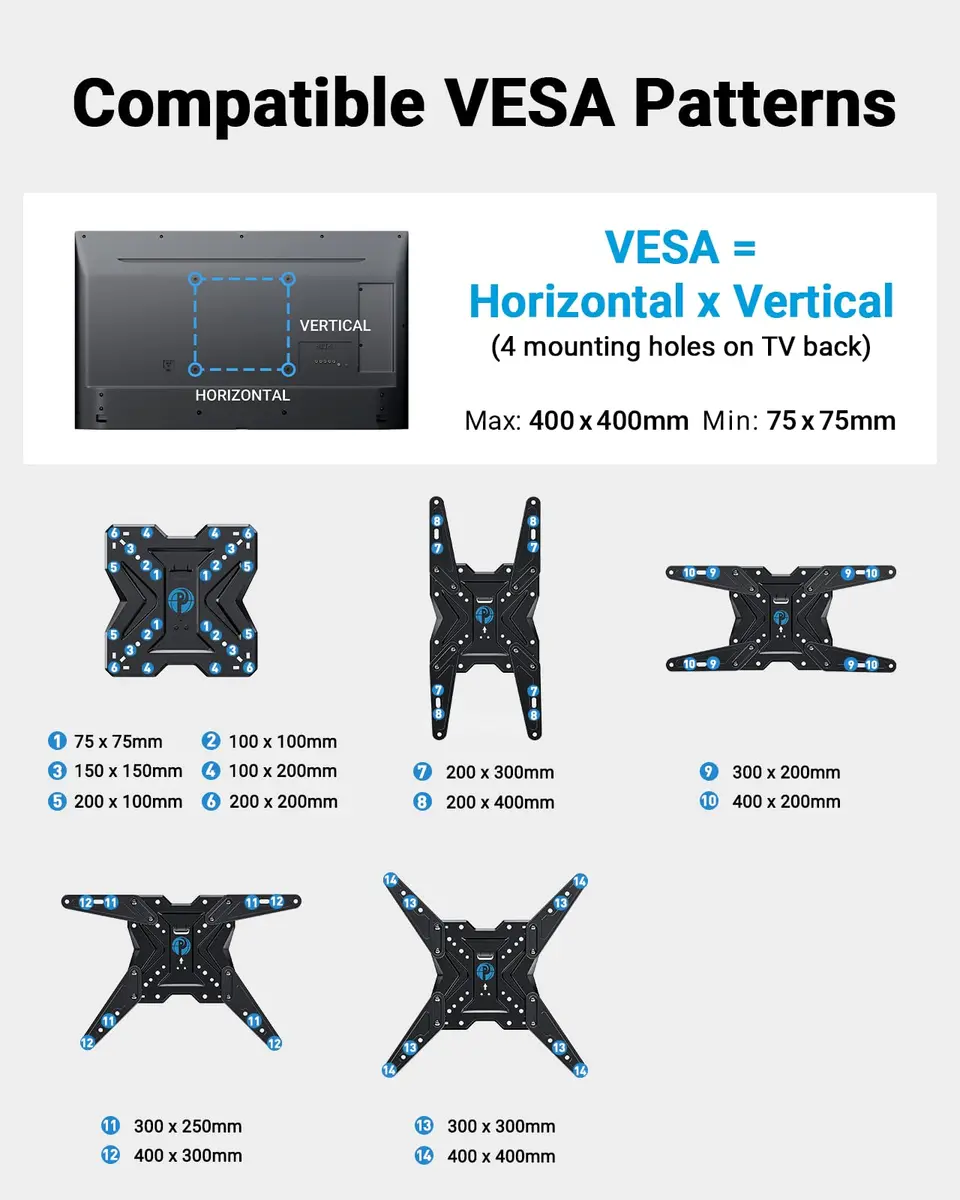 Pipishell Full Motion TV Mount for 26–60 inch TVs up to 77 lbs | Slim, Tilt & Swivel Wall Bracket - view 3