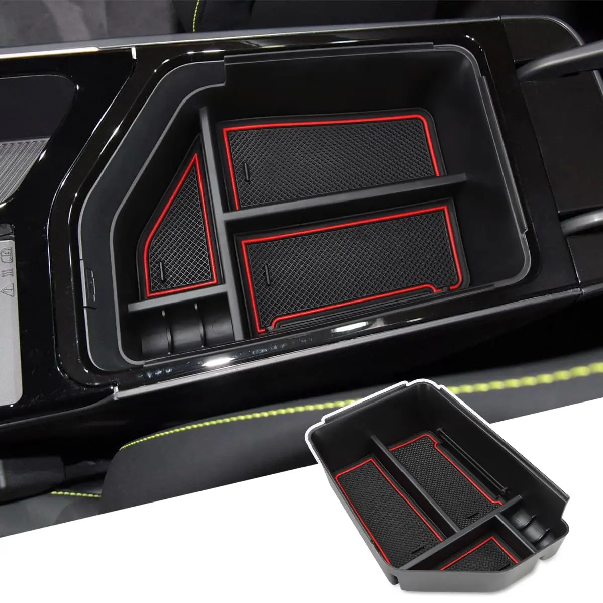 MARCHFA Red Center Console Organizer Tray for Kia EV6 2022-2026 | Fits Armrest Storage Box Insert - main product image