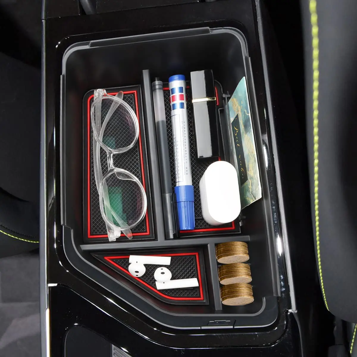 MARCHFA Red Center Console Organizer Tray for Kia EV6 2022-2026 | Fits Armrest Storage Box Insert - view 6