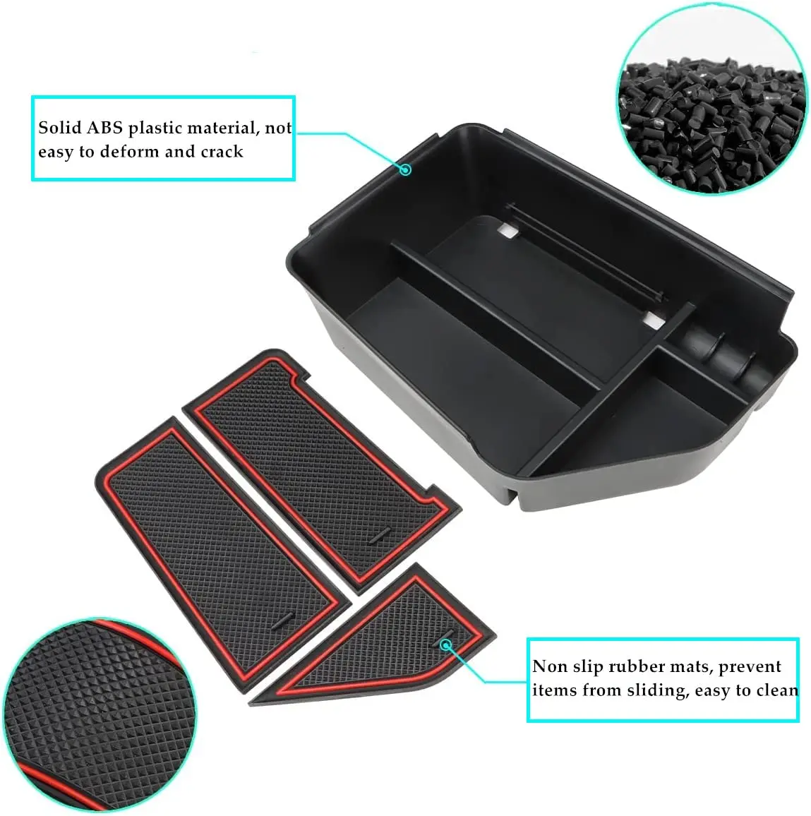 MARCHFA Red Center Console Organizer Tray for Kia EV6 2022-2026 | Fits Armrest Storage Box Insert - view 3