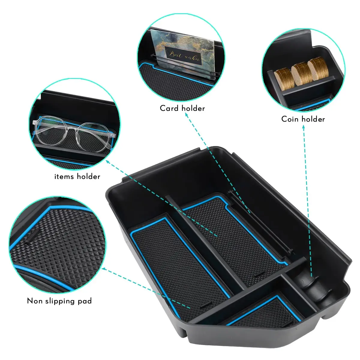 MARCHFA Center Console Organizer Tray Blue for Kia EV6 2022-2026 | Keeps Your Car Tidy - view 4