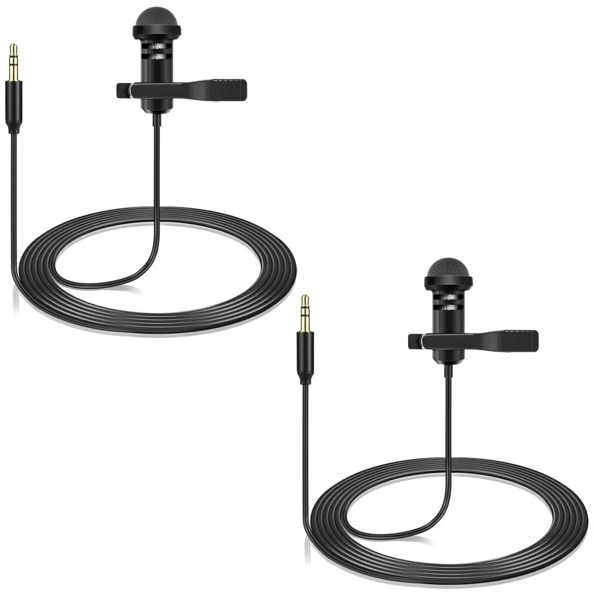 weishan 2 Pack Lavalier Microphones for DJI Mic 2 & Rode Wireless Pro/GO II | 1.5m (5 ft) Cable - main product image