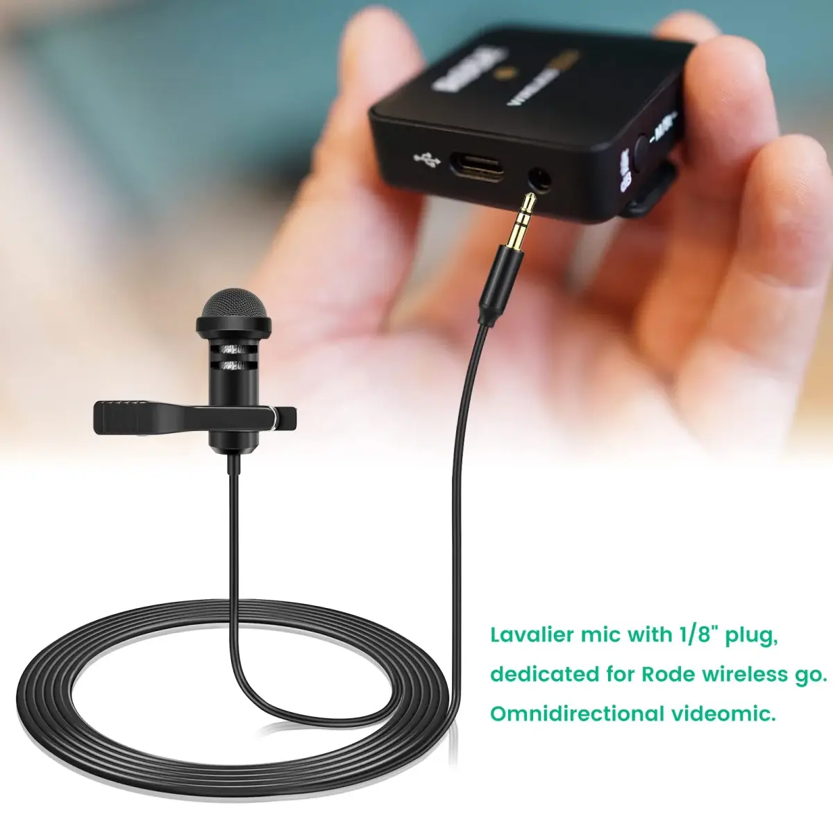 weishan 2 Pack Lavalier Microphones for DJI Mic 2 & Rode Wireless Pro/GO II | 1.5m (5 ft) Cable - view 7