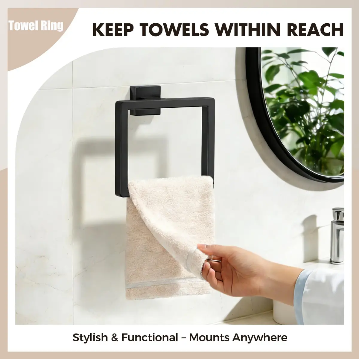 PAHSFS 5-Pieces Bathroom Accessories Set, 16 Inch Matte Black Wall Mounted Towel Bar - view 4
