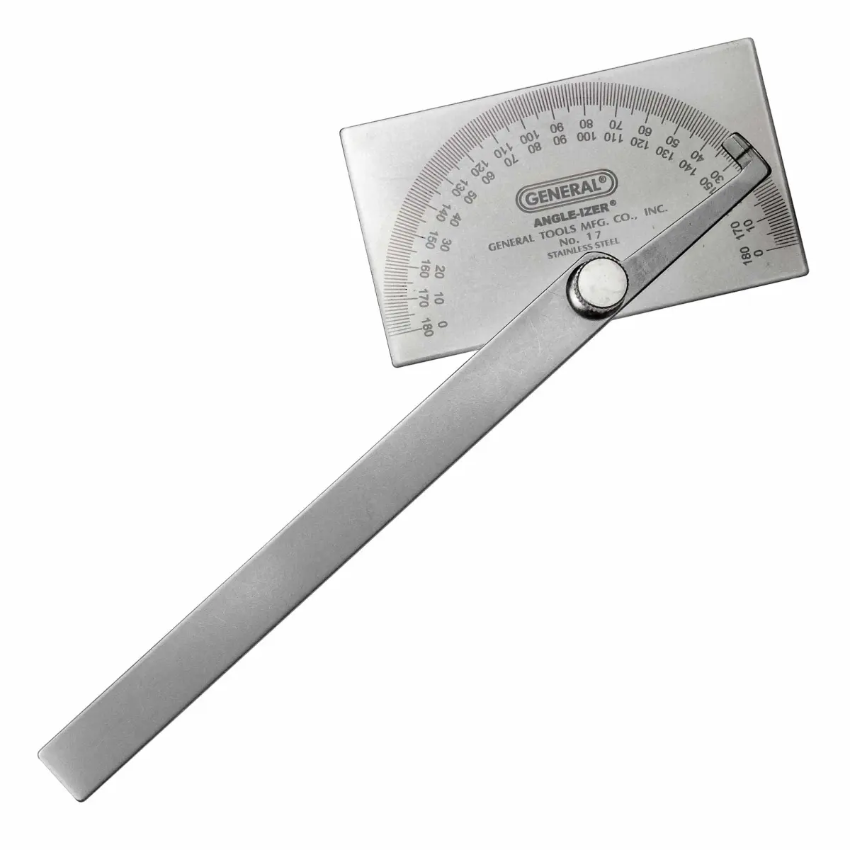 General Tools #17 Stainless Steel Angle Protractor Square Head with 6" Arm & Tungsten Carbide Scribe | 20cm (8") - view 2