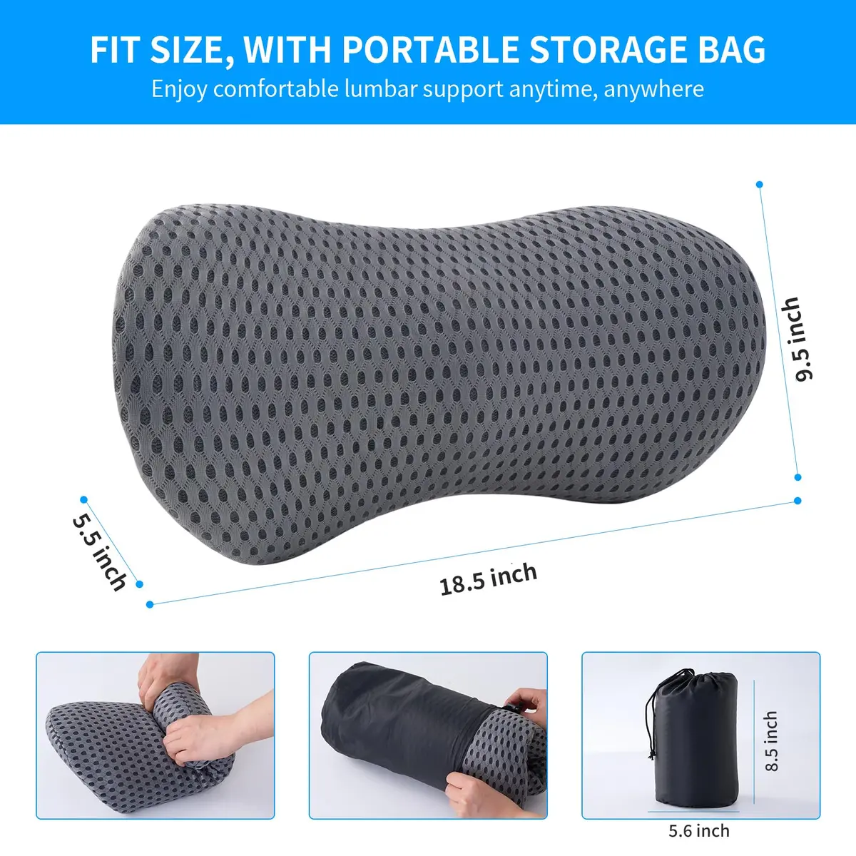 FOUSUPDT Lumbar Pillow Memory Foam Support Cushion for Office & Car | Relieves Lower Back Pain - view 7