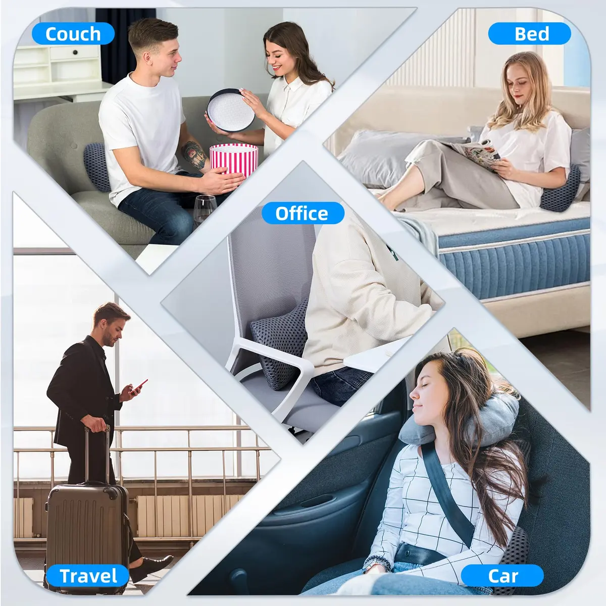 FOUSUPDT Lumbar Pillow Memory Foam Support Cushion for Office & Car | Relieves Lower Back Pain - view 8
