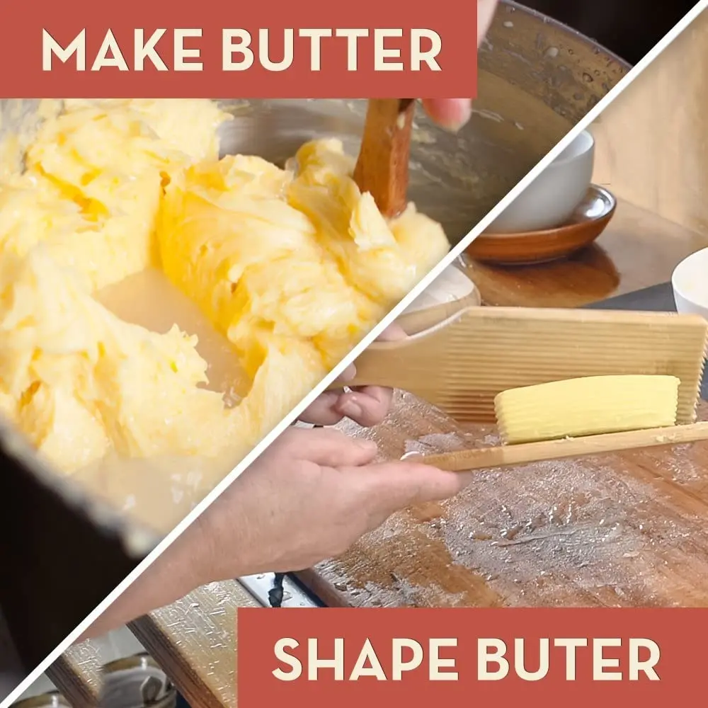 Country Trading Co. Gnocchi Board and Butter Paddles Kit | Wooden Pasta Tools Set for Italian Cooking - view 5